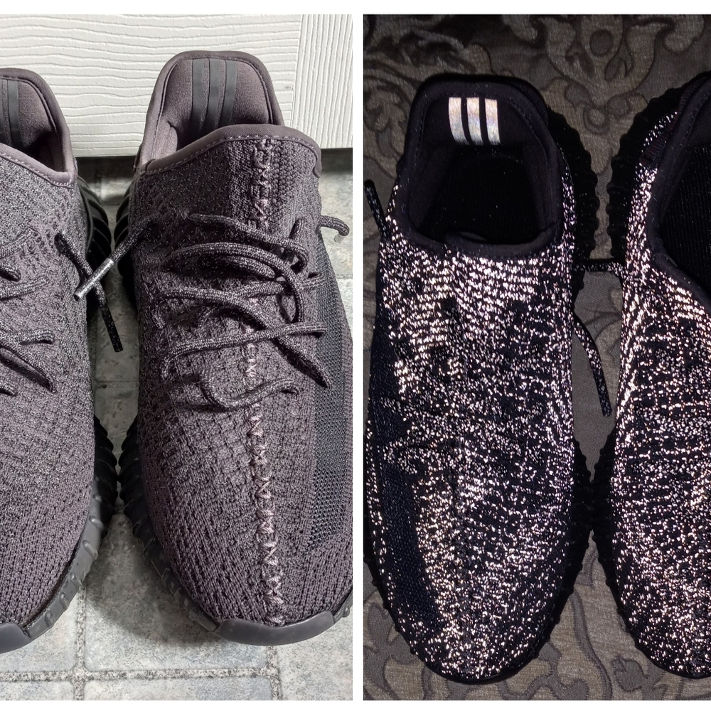 A Pair of Men's Adidas Yeezy Boost 350 V2 in Static Black Reflective FU9007
